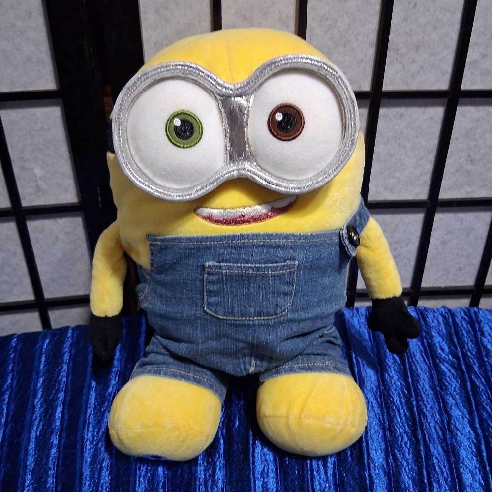 Yellow Plush Toy with Denim Overalls. Despicable Me Bob" Minions